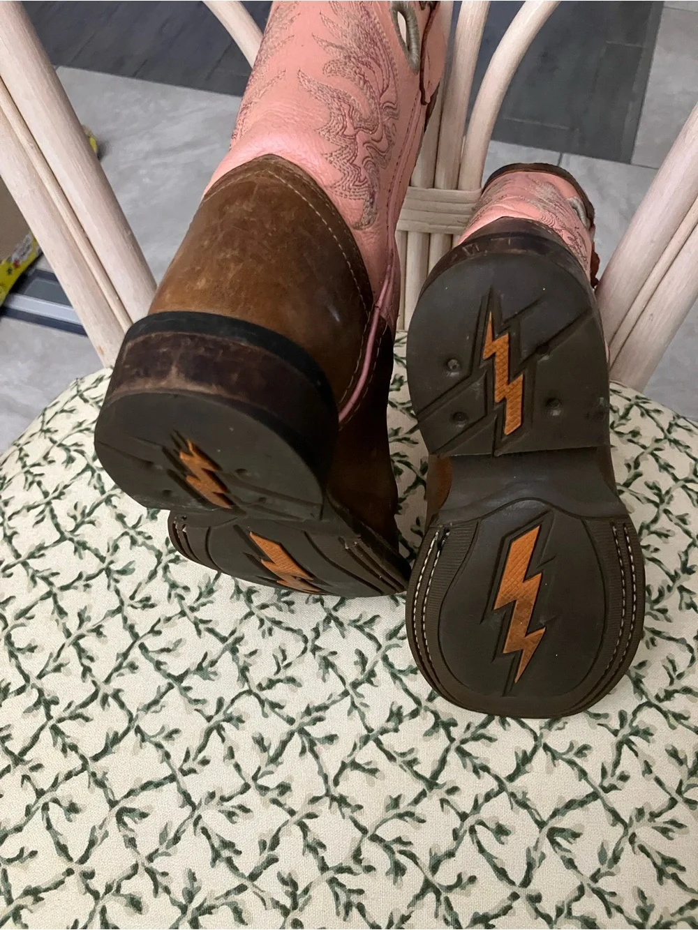 Old West Brown and Pink Girls' Western Boots